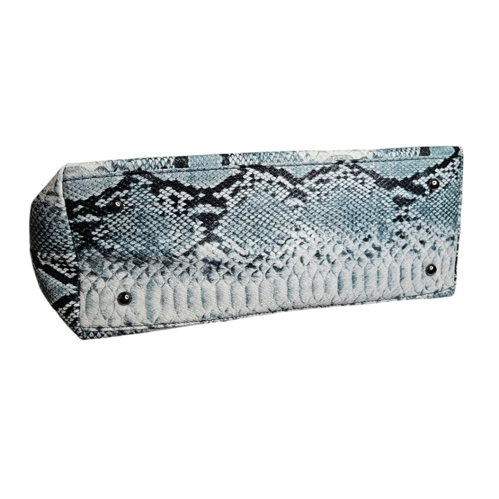 Badgley Mischka Studio Tote Blue Snakeskin look NWT - Picture 4 of 8